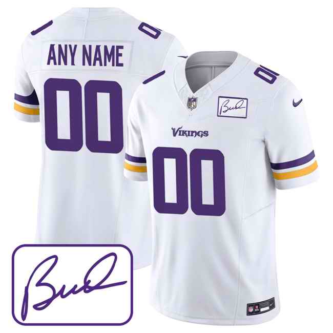 Men's Minnesota Vikings Custom White 2023 F.U.S.E. Bud Grant patch Limited Stitched Jersey